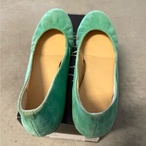 J. Crew Green Suede Flats with Classic Design